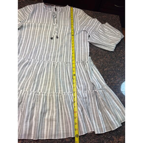 Tavin Cream & Black Striped Tiered Ruffle Dress Size 12 Excellent Cond - Picture 5 of 13
